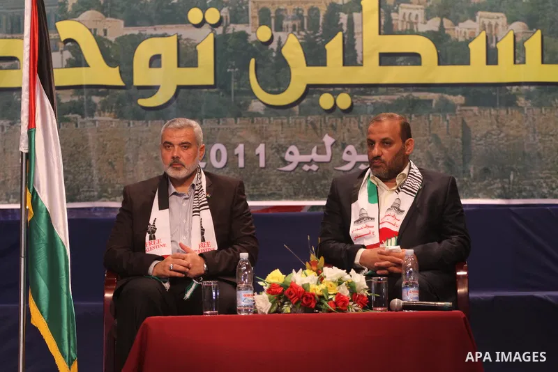Palestinian Prime Minister in Gaza Strip, Ismail Haniya during a meeting with the youth in Rashad Shawa Center, in Gaza city on July 14, 2011. Photo by Mohammed Asad