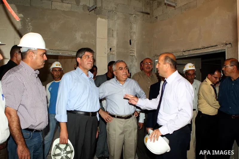 Palestinian Prime Minister, Salam Fayyad visits the construction site of the governmental hospital project in the West Bank town of Tubas on July 16, 2011. Photo by Mustafa Abu Dayeh
