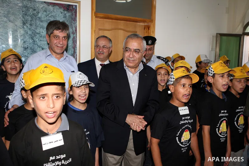Palestinian Prime Minister, Salam Fayyad attends the opening celebration of al-Tayassir school in the West Bank town of Tubas on July 16, 2011. Photo by Mustafa Abu Dayeh