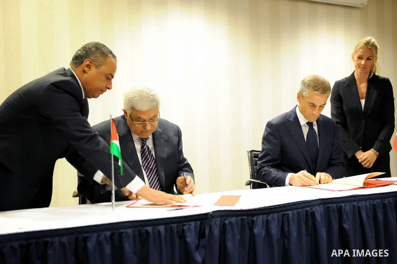 Palestinian President Mahmoud Abbas (Abu Mazen) during the signing of an agreement to support public prosecution in Palestine in Oslo on July 18, 2011. Photo by Thaer Ganaim