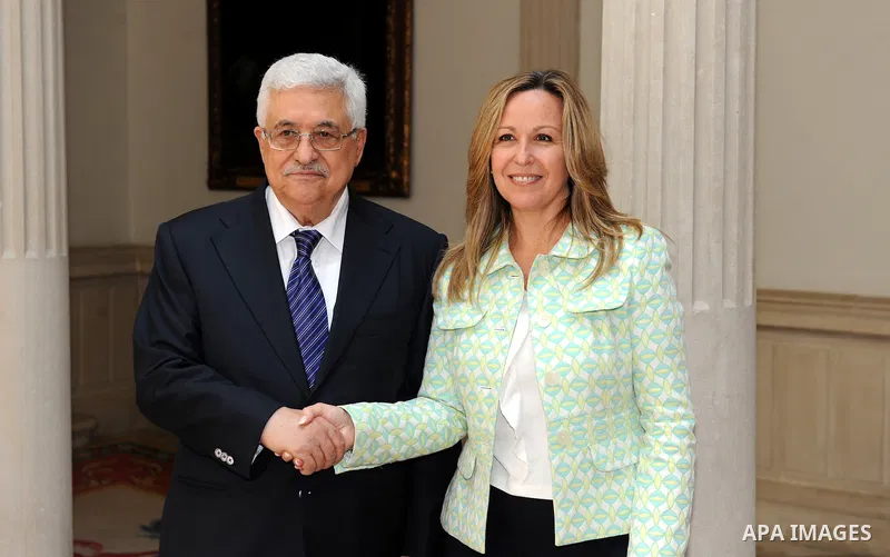 Palestinian President Mahmoud Abbas (Abu Mazen) meets with Spanish Foreign Minister Trinidad Jimenez at foreign ministry in Madrid July 19, 2011. Photo by Thaer Ganaim