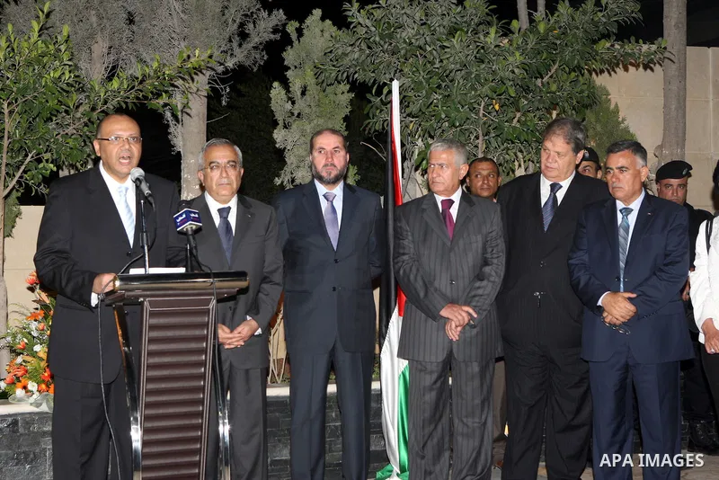 Palestinian Prime Minister, Salam Fayyad participates in a celebration at the Egyptian embassy to mark the 59th anniversary for July revolution in the West Bank city of Ramallah on July 24, 2011. Photo by Mustafa Abu Day...