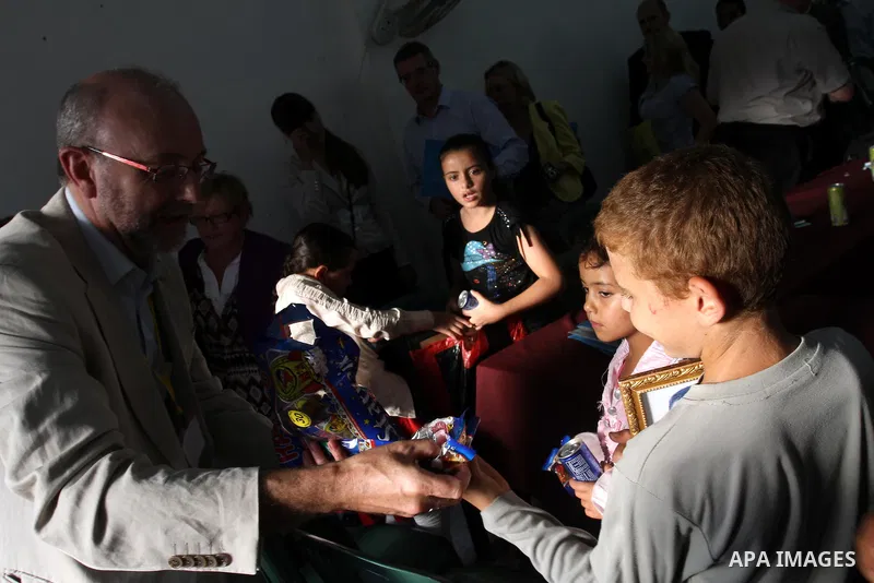 The European Parliament delegation, visit relatives of prisoners in Waed Captive and liberators society and people prisoners in Gaza city on July 25, 2011. Photo by Mohamad Asad