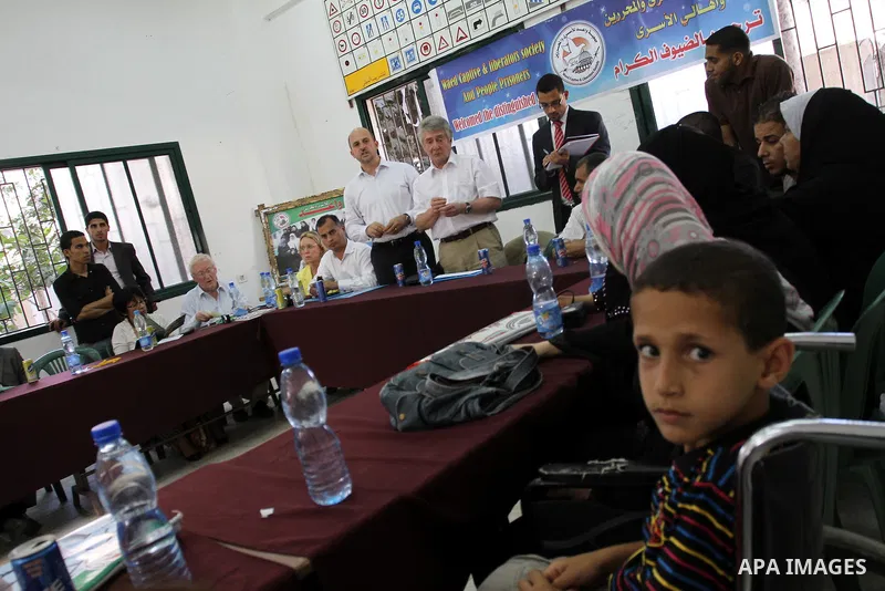 The European Parliament delegation, visit Waed Captive and liberators society and people prisoners in Gaza city on July 25, 2011. Photo by Mohamad Asad