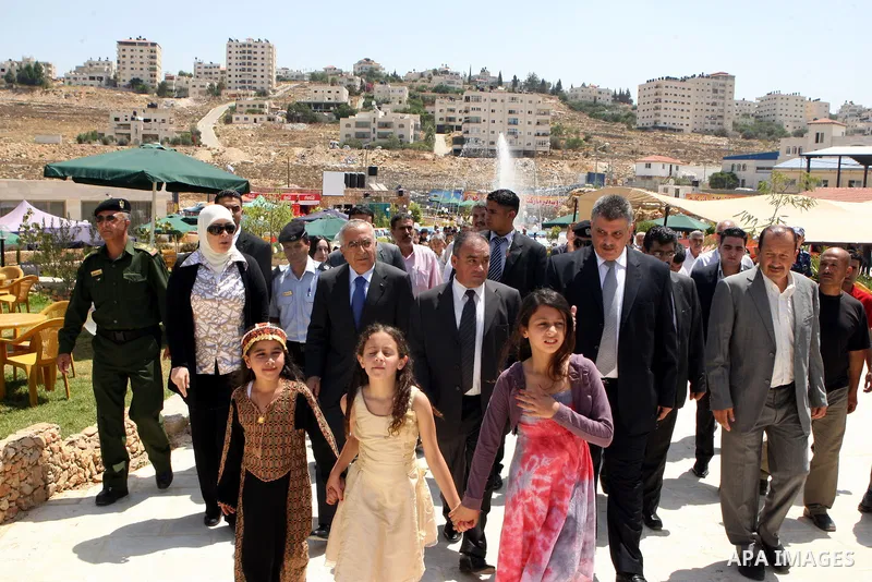 Palestinian Prime Minister, Salam Fayyad during the opening of the park municipality Beitunia in the West Bank city of Ramallah on July 25, 2011. Photo by Mustafa Abu Dayeh
