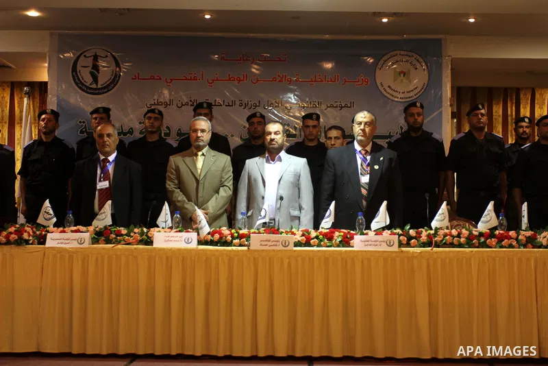 The Palestinian Interior Ministry speak about the application of law and sovereignty in Gaza Strip during a press conference on July 27, 2011. Photo by Mohammed Asad