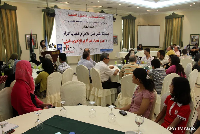 The Palestinian institute for Communication and Development celebrates for the best media work for woman, sponsored by the UNDP in Gaza city on July 27, 2011. Photo by Mohammed Asad