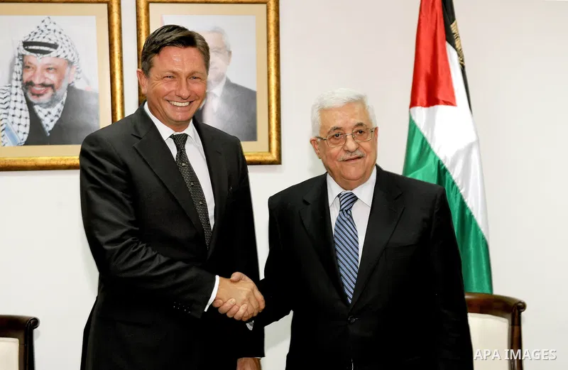 Palestinian President Mahmoud Abbas (Abu Mazen) meets with the Prime Minister of Slovenia, Borut Pahor in the West Bank city of Ramallah on July 27, 2011. Photo by Mufeed Abu Hasnah