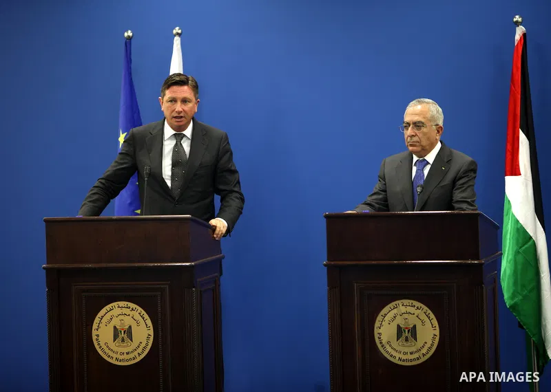 Palestinian Prime Minister, Salam Fayyad during his meeting with the Prime Minister of Slovenia, Borut Pahor in the West Bank city of Ramallah on July 27, 2011. Photo by Mustafa Abu Dayeh