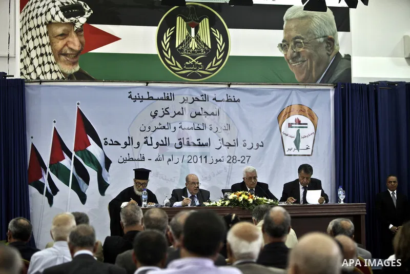 Palestinian President Mahmoud Abbas (Abbu Mazen) delivers speech in which he said the Palestinians will in September approach the UN Security Council to seek full membership in the global body on July 27, 2011, at a meet...