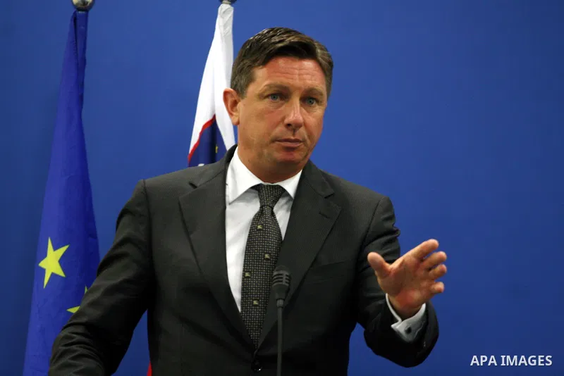 Prime Minister of Slovenia, Borut Pahor during a joint press conference with the Palestinian Prime Minster, Salam Fayyad (unseen), on July 27, 2011, during Pahor's visit to the West Bank city of Ramallah. Pahor earlier p...
