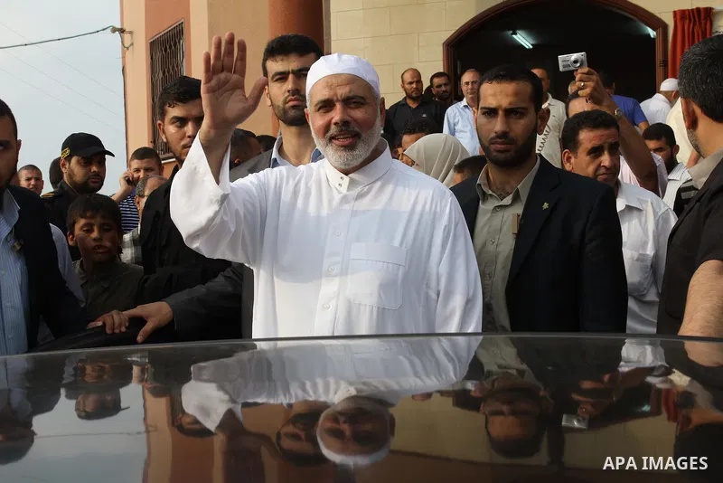 Palestinian Prime Minister in Gaza Strip, Ismail Haniya attends the opening of a new constructed mosque in Gaza City on July 31, 2011 . Photo by Mohammed Asad