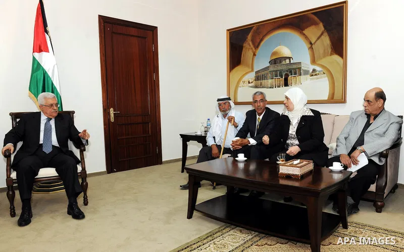 Palestinian President Mahmoud Abbas (Abu Mazen)during the meeting with the people and events of al-Mughayer village in the West Bank city of Ramallah on July 27, 2011. Photo by Mufeed Abu Hasnah