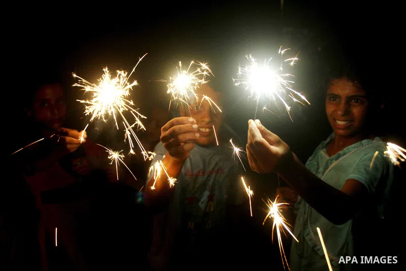 Palestinian boys with fire crackers celebrating ahead of the Muslim holy month of Ramadan, in Der El-Balah southern Gaza Strip on July 31, 2011, where today is the complement of the month of Sha'ban, and tomorrow is the...