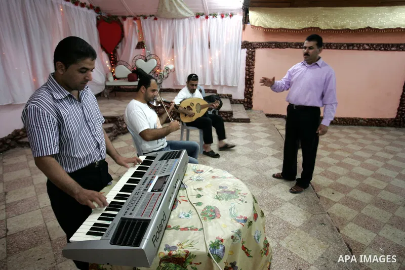 Palestinian musical band perform rehearsals in Khan Younis, southern Gaza Strip on Aug. 3, 2011. Photo by Abed Rahim Khatib