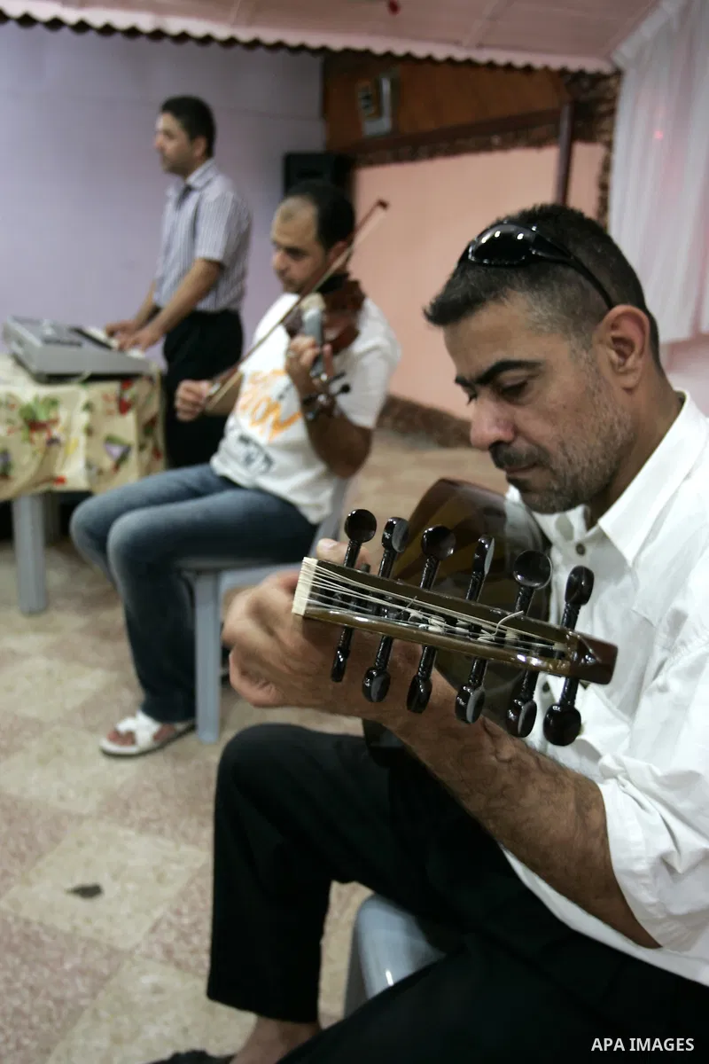 Palestinian musical band perform rehearsals in Khan Younis, southern Gaza Strip on Aug. 3, 2011. Photo by Abed Rahim Khatib