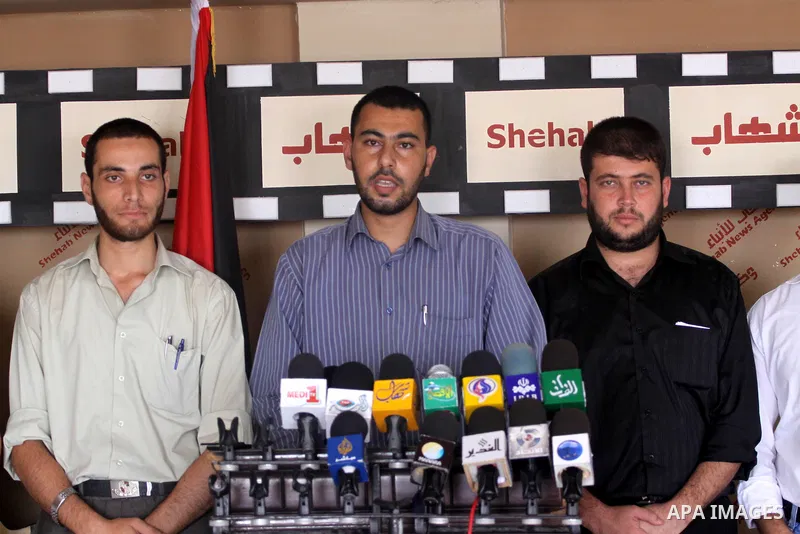 Member of the Palestinian youth campaign to support the Palestinian cause delivers speech in a press conference in Gaza city on Aug. 4, 2011. Photo by Mohammed Asad