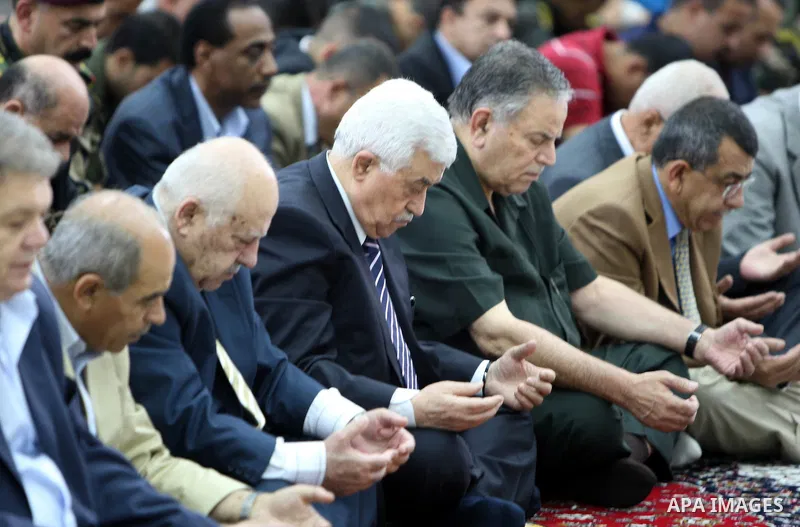 Palestinian President Mahmoud Abbas (Abu Mazen) during the Friday prayers in the West Bank city of Ramallah on Aug. 5, 2011. Photo by Thaer Ganaim