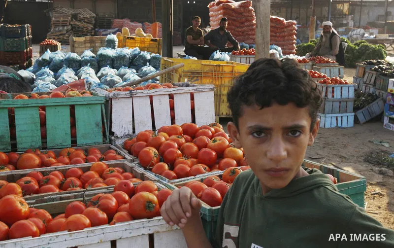 A Palestinian boy stands at a wholesale market for vegetables in Gaza city on Aug. 6, 2011. Muslims around the world abstain from eating, drinking and conducting sexual relations from sunrise to sunset during Ramadan, th...