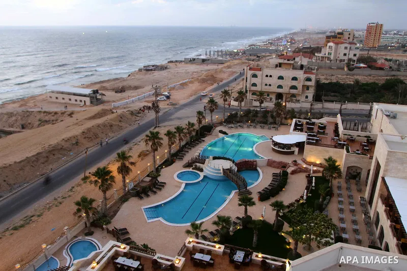 In this photo taken Monday, Aug. 8, 2011, showing Gaza Strip's first five-star Arcmed Al Mashtal hotel in Gaza City, which was recently opened. Photo by Ashraf Amra
