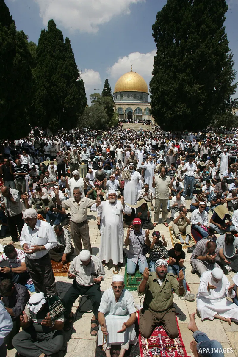 Palestinians gather for prayers at the Al Aqsa Mosque in Jerusalem, on the second Friday of the Muslim holy month of Ramadan, Friday Aug. 12, 2011. Muslims around the world are observing the holy fasting month of Ramadan...
