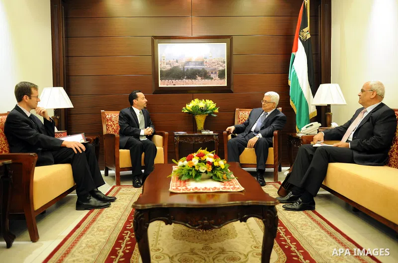 Palestinian President Mahmoud Abbas (Abu Mazen) during a meeting with U.S. Consul-General in the West Bank city of Ramallah, on Aug. 13, 2011. Photo by Thaer Ganaim