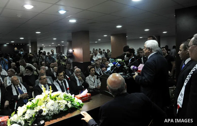 Palestinian president Mahmud Abbas attends the inauguration of the Palestinian embassy in Beirut, Lebanon, Wednesday, Aug. 17, 2011. Photo by Thaer Ganaim