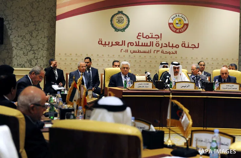 Palestinian President Mahmoud Abbas (Abu Mazen) attends the meeting of the Arab Monitoring Committee in Doha on Aug. 23, 2011. Photo by Thaer Ganaim