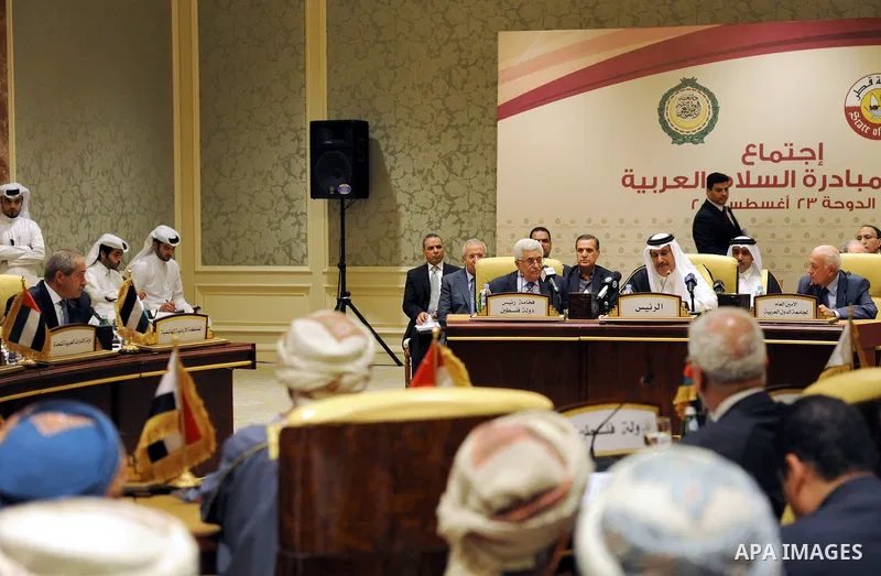 Palestinian President Mahmoud Abbas (Abu Mazen) attends the meeting of the Arab Monitoring Committee in Doha on Aug. 23, 2011. Photo by Thaer Ganaim