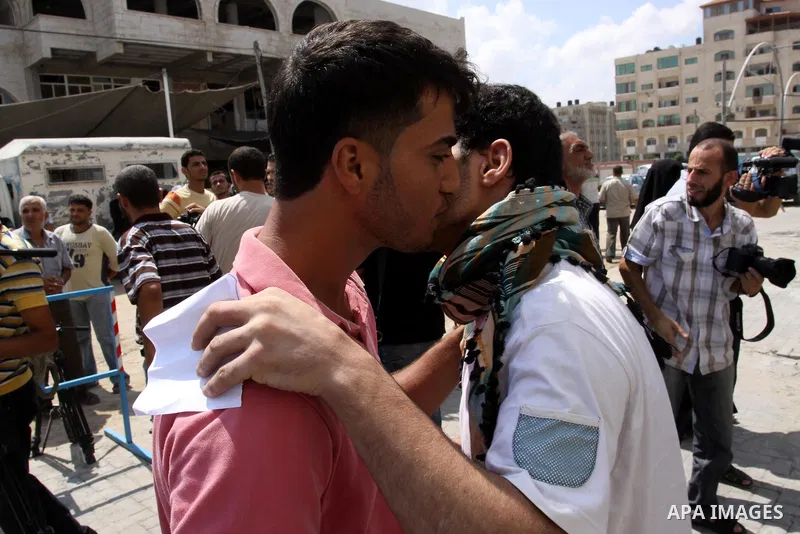 Palestinian prisoners prepare to be freed from a Hamas-run jail in Gaza City on Aug. 29, 2011. Palestinian Hamas police released prisoners because of the approaching Eid al-Fitr. Photo by Mohammed Asad