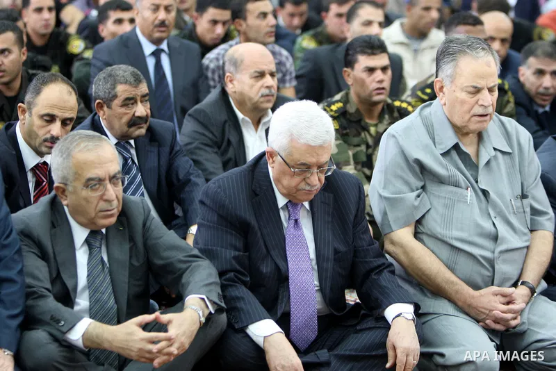 Palestinian president Mahmoud Abbas (Abu Mazen) attends the prayer of Eid al-Fitr in the West Bank city of Ramallah August 30, 2011. Eid al-Fitr marks the end of the Muslim holy month of Ramadan. Photo by Thaer Ganaim
