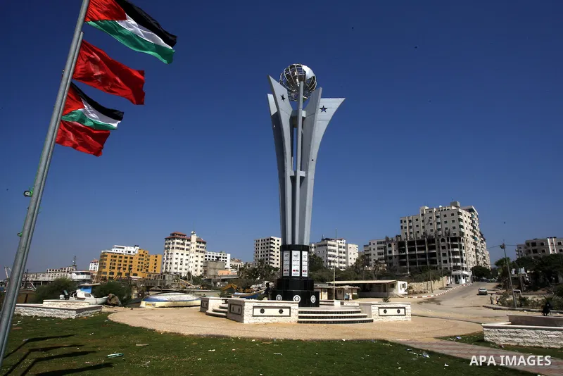 A memorial site in memory of nine Turkish activists who were killed in a deadly raid by the Israeli army on a Turkish aid ship bound for the Gaza Strip last year, in the port of Gaza City, on Sep.3, 2011. arrives back in...