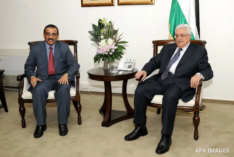 Palestinian President Mahmoud Abbas (Abu Mazen) meets with the UAE Ambassador to the Palestinian National Authority, Sultan Abdullah al-Amiri in the West Bank city of Ramallah on Sep. 7, 2011. Photo by Mufeed Abu Hasnah