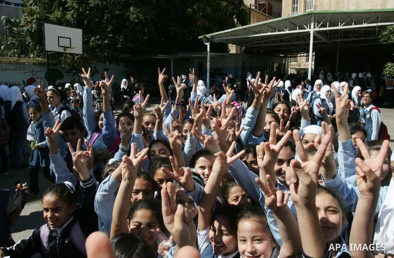 Palestinian students participate in a strike against the Palestinian school curriculum, in the east of Jerusalem on Sep. 13, 2011. Photo by Mahfouz Abu Turk