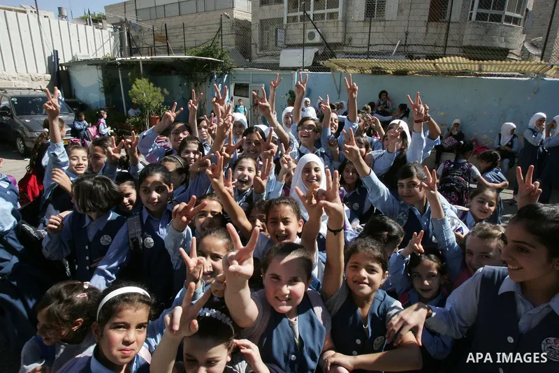 Palestinian students participate in a strike against the Palestinian school curriculum, in the east of Jerusalem on Sep. 13, 2011. Photo by Mahfouz Abu Turk
