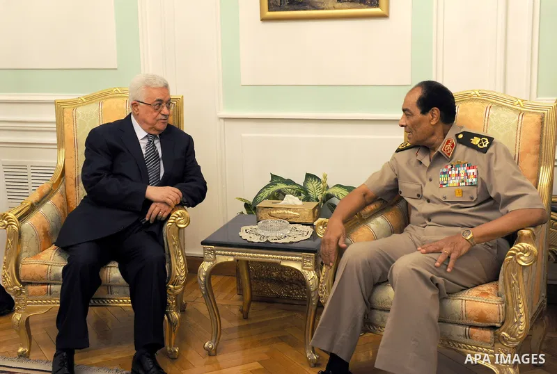 Egyptian Field Marshal Hussein Tantawi, head of the Egyptian Armed Forces Supreme Council meets with Palestinian Mahmoud Abbas during his three days visit, in Cairo, Egypt on Sep. 14,2011. Abbas, who arrived in Cairo on...
