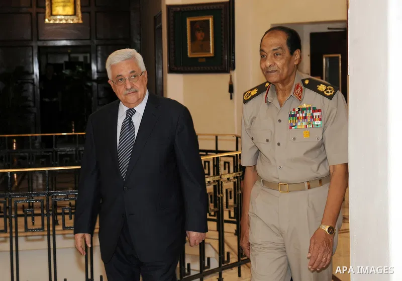 Egyptian Field Marshal Hussein Tantawi, head of the Egyptian Armed Forces Supreme Council meets with Palestinian Mahmoud Abbas during his three days visit, in Cairo, Egypt on Sep. 14,2011. Abbas, who arrived in Cairo on...