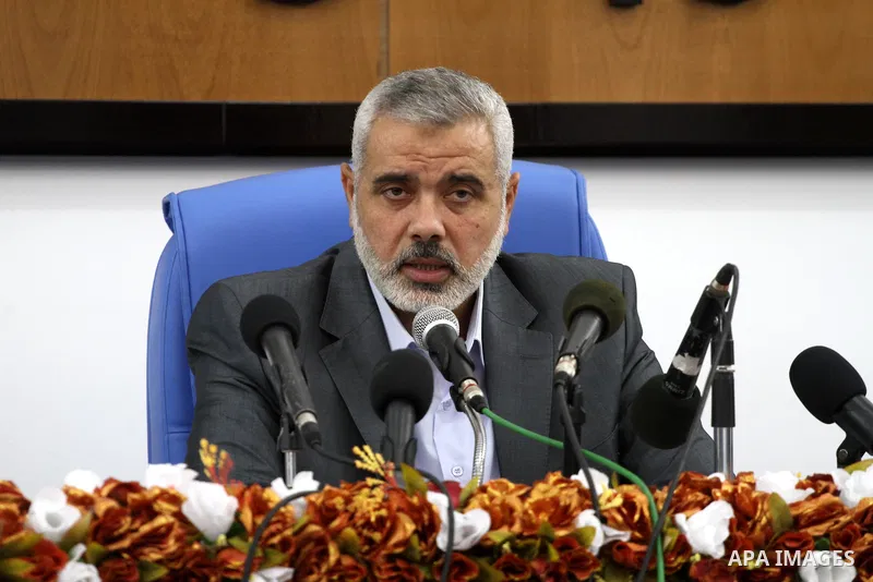 Palestinian Prime Minister in the Gaza Strip, Ismail Haniya during the meeting of the Palestinian Legislative Council members of the mass of change and reform, and a representative of the Hamas parliamentary bloc in Gaza...