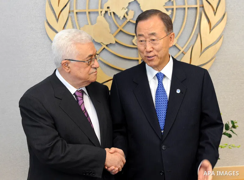 Palestinian President Mahmoud Abbas meets with United Nations Secretary-General Ban Ki-moon at U.N. headquarters on September 19, 2011 in New York City. Abbas is seeking United Nations recognition of a Palestinian state....