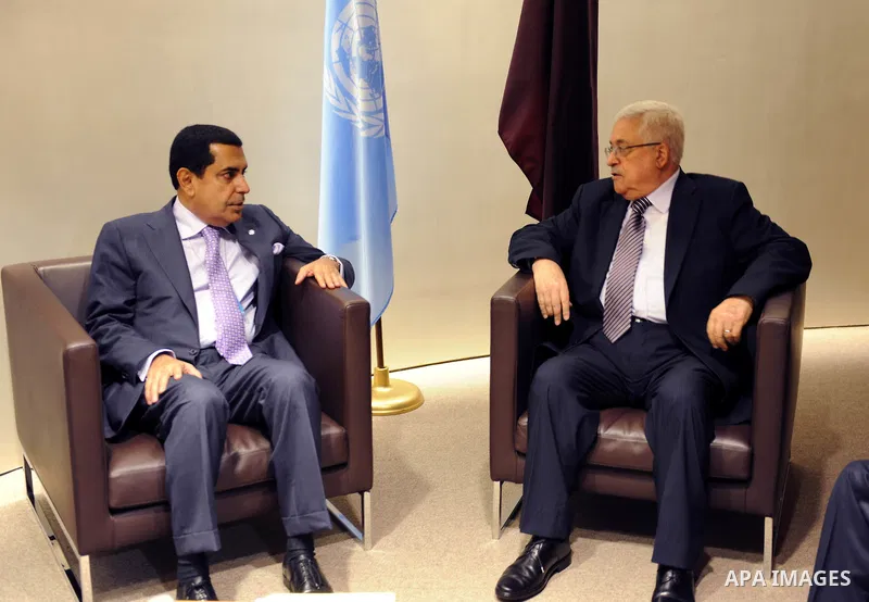 Palestinian President Mahmoud Abbas (Abu Mazen) during a meeting with the head of the General Assembly of UN in New York on Sep. 20, 2011. Photo by Thaer Ganaim
