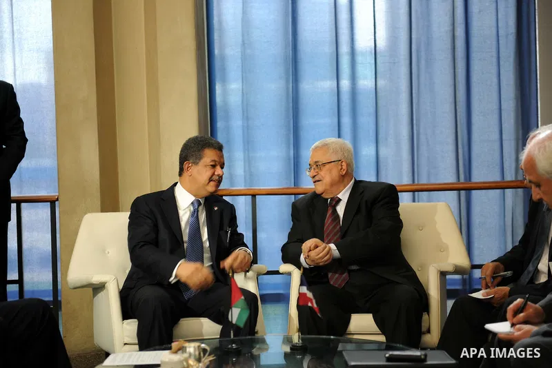 Palestinian President Mahmoud Abbas (Abu Mazen) meets with the President of the Dominican Republic, Lionel Reina in New York on Sep. 21,2011. Photo by Thaer Ganaim