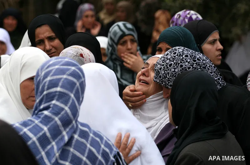 Palestinian women mourn during the funeral of Issam Badran in the West Bank village of Qusra near Nablus, on Sept. 24, 2011. Badran was shot dead Friday during a clash with Israeli soldiers and settlers. The shooting cam...