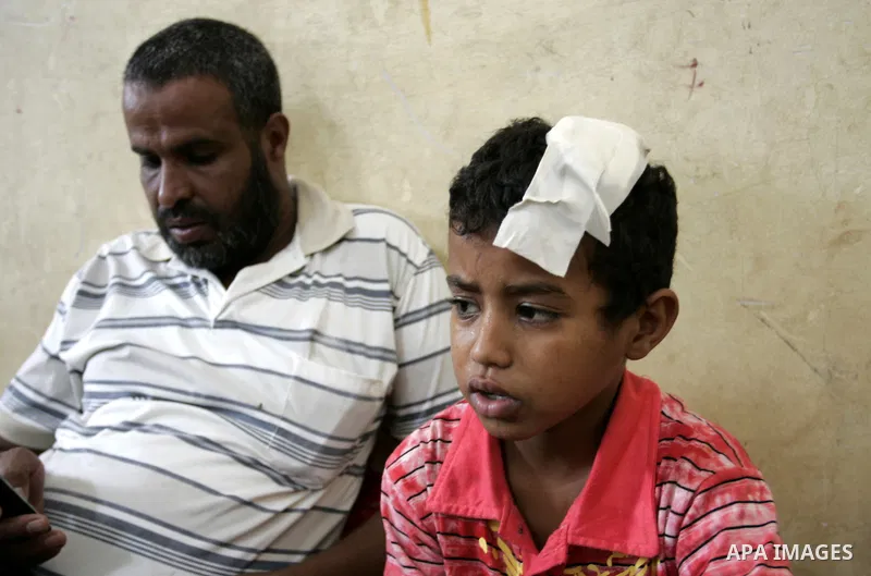 A Palestinian student, Bashir Ghaydah was injured in his head while playing in a school grounds of the Relief and Works Agency refugees "UNRWA" in Rafah, southern Gaza Strip on Sep. 25, 2011. UNRWA refuses to provide tre...