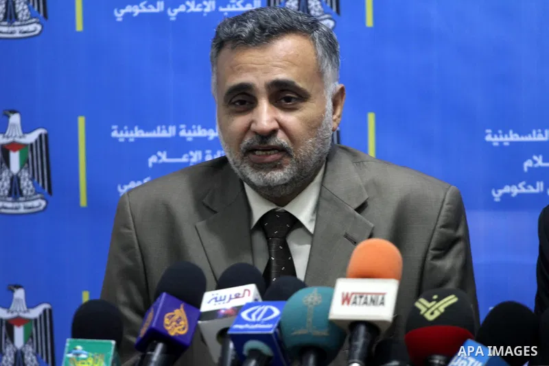 Palestinian Foreign Minister, Mohamed Awad delivers speech in a press conference about Abbas's move on September and announcing the Palestinian state in Gaza city on Sep. 25, 2011.. Photo by Mohammed Asad