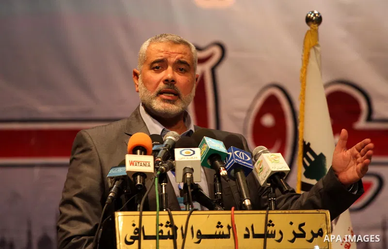 Palestinian Prime Minister in Gaza Strip, Ismail Haniya delivers speech in a press conference about the latest political developments and the energies of youth in the second scientists conference in Gaza city on Sept. 26...