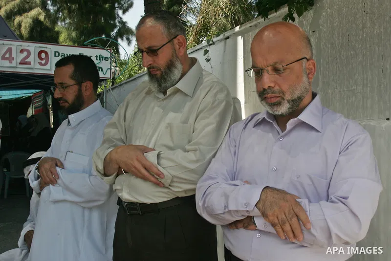The pna members praying fraiday pray in the red cross center in jerusalemin 2september 2011 PHOTOS BY MAHFOUZ ABU TURK *** Local Caption *** The pna members praying fraiday pray in the red cross center in jerusalemin 2se...