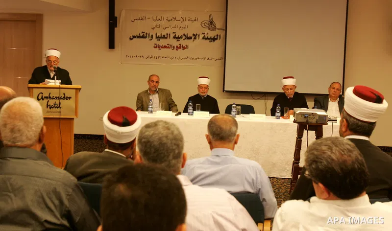 Palestinians take part in a conference about Jerusalem at Ambassador hotel in east Jerusalem on Sept. 29,2011. Israel on Tuesday approved construction of 1,100 homes for Jews on the annexed land in the West Bank, a move...