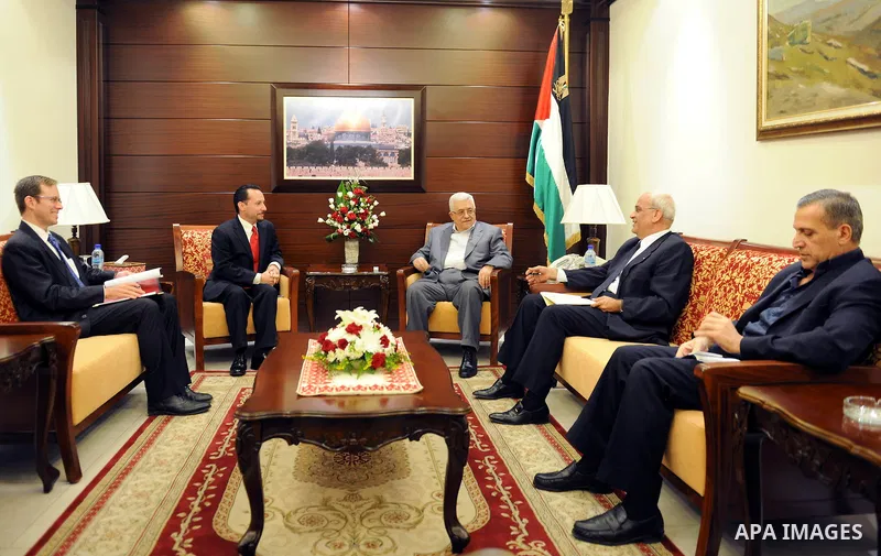 Palestinian President Mahmoud Abbas (Abu Mazen) meets with the American Consul in the West Bank city of Ramallah on Sept. 30, 2011. Photo by Thaer Ganaim