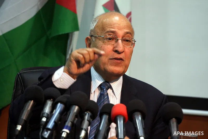 Nabil Shaath, a member of the Executive Committee of the PLO, Nabil Shaath, delivers speech in a press conference, in the West Bank city of Ramallah, on Oct. 1, 2011. Shaath called for clarification of what the Quartet s...