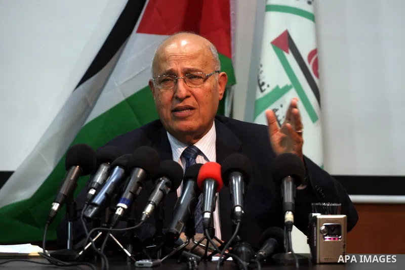 Nabil Shaath, a member of the Executive Committee of the PLO, Nabil Shaath, delivers speech in a press conference, in the West Bank city of Ramallah, on Oct. 1, 2011. Shaath called for clarification of what the Quartet s...